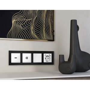 Комплект механизма TV розетки оконечной экранированной 5-1000MHz 3dB Alfa Белый глянец Quant Ambrella Volt MA113005 (AP1130, VM199)