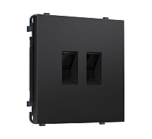 Комплект механизма компьютерной двойной розетки SIGMA Черный матовый RJ-45 Ambrella Volt MS812110 (SP8121, PR189)