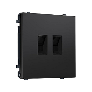 Комплект механизма компьютерной двойной розетки SIGMA Черный матовый RJ-45 Ambrella Volt MS812110 (SP8121, PR189)