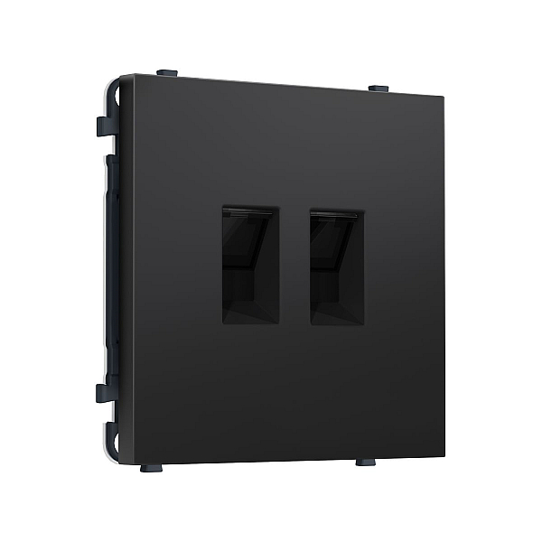 Комплект механизма компьютерной двойной розетки SIGMA Черный матовый RJ-45 Ambrella Volt MS812110 (SP8121, PR189)