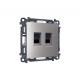 Комплект механизма компьютерной двойной розетки RJ-45 Ambrella Volt MA512110 (8P8C) CAT6 с автоматической защитной шторкой Alfa Сталь матовый Quant