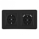Розетка двойная (двухпостовая) с/з и шторками + USB Arte Milano SET16-2-47-1-40-1 black
