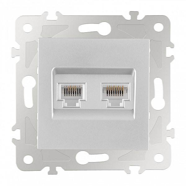 Розетка телефонная RJ11 + компьютерная RJ45 Arte Milano 203.44-1.silver