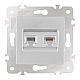 Розетка телефонная RJ11 + компьютерная RJ45 Arte Milano 203.44-1.silver