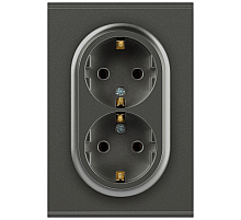Розетка Эра Arktik 16-2104-06 двойная с заземлением 2X2P+E Schuko 16А-250В графит Б0070449