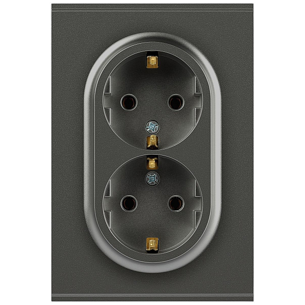 Розетка Эра Arktik 16-2104-06 двойная с заземлением 2X2P+E Schuko 16А-250В графит Б0070449