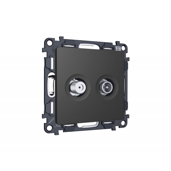 Комплект механизма розетки TV оконечной + SAT 5-862MHz 3.5dB/950-2150MHz 3.5dB Alfa Графит мягкое касание Quant Ambrella Volt MA913310 (AP9133, VM217)