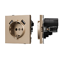 Механизм розетки с USB зарядкой Arlight SCT-TENDO-MUAA-PL-GD (230V, 16A) 054085