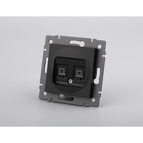 Механизм компьютерной розетки двойной Arlight SCT-MPC2-PL-BK-V (RJ-45, CAT6) 049853
