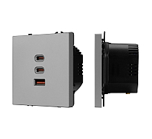 USB Розетка тип А+С+С софт-тач никель Arlight SCT-MUACC-SFPL-FC-IS (65W, QC3) 061838(1)