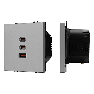 USB Розетка тип А+С+С софт-тач никель Arlight SCT-MUACC-SFPL-FC-IS (65W, QC3) 061838(1)