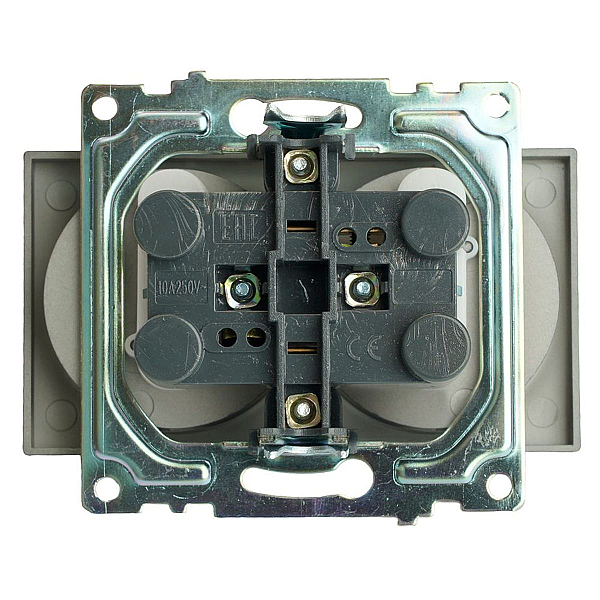 Розетка двойная 2P Stekker Катрин со шторками графит GLS10-7113-06 49421