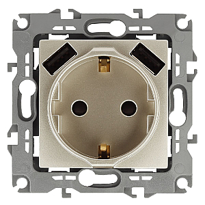 Розетка 2P+E со шторками и 2xUSB Эра 12-4109-04 Б0047843