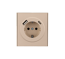 Розетка STRONG 1-ая с/з с/у з/ш 16А с USB A+C быстрой зарядки 5В/3А шелк KRANZ KR-78-0704-8