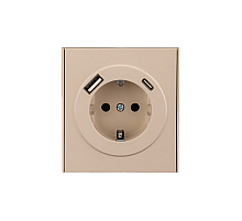 Розетка STRONG 1-ая с/з с/у з/ш 16А с USB A+C быстрой зарядки 5В/3А шелк KRANZ KR-78-0704-8