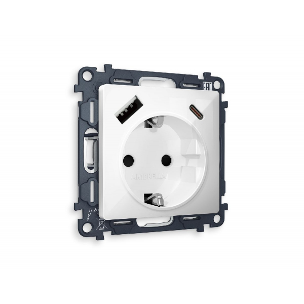 Комплект механизма розетки 2USB A+C 20W (быстрая зарядка) с/з Ambrella Volt Alfa MA110010 Комплект механизма розетки 2USB A+C 20W (быстрая зарядка) с/з Ambrella Volt Alfa MA110010