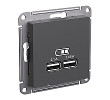 Розетка USB A+A, 5В/2,1 А, 2х5В/1,05 А, механизм Systeme Electric AtlasDesign Базальт ATN001433