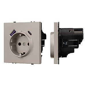 Розетка зк со шторками с USB тип А+С софт-тач кашемир Arlight SCT-MUAC-SFPL-CA (250V, 16A) 059444(1)