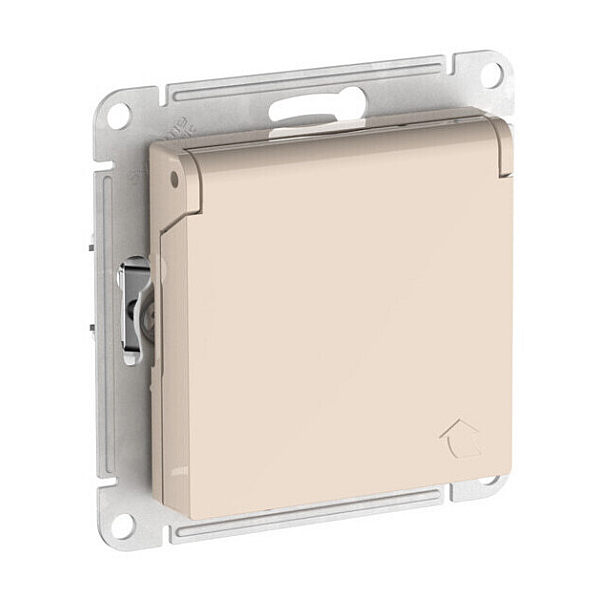 Розетка с заземл. со шторк. с крышкой, 16А,IP20,мех., быстрозажим. клем. Systeme Electric AtlasDesign Бежевый ATN000246S