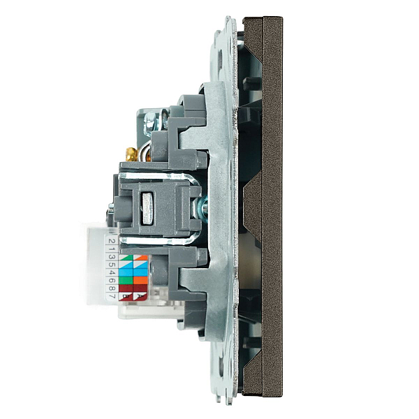 Розетка TV + компьютерная RJ-45 (механизм), Stekker Эмили, RST00-5106-09, антрацит, soft touch 49924