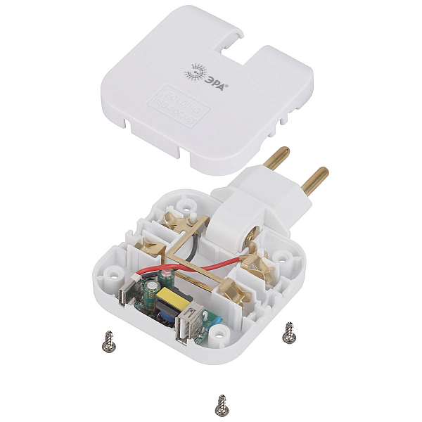 Разветвитель электрический Эра SPF-2-FL-USBC поворотный на 2 розетки + 2USB A+C 10А белый Б0069090
