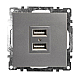 Розетка 2хUSB Stekker Катрин серебро GLS10-7115-03 39588