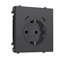 Комплект механизма электрической розетки SIGMA Графит Мягкое касание 2USB С+C 20W Ambrella Volt MS910510 (SP9105, PR165)