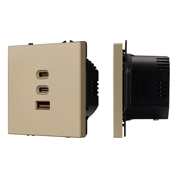 Механизм розетки с быстрой USB зарядкой Arlight SCT-NOBE-MUACC-SFPL-FC-GD (65W, QC3) 061836