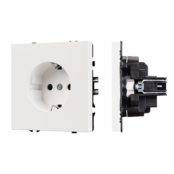Розетка зк со шторками софт-тач белый кварц Arlight SCT-MEU-SFPL-WH (250V, 16A) 054276(1)