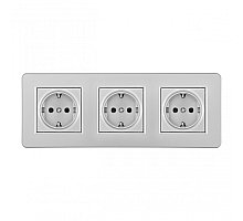 Розетка тройная (трехпостовая) с/з и шторками Arte Milano SET16-3-40-1x3 silver