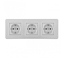 Розетка тройная (трехпостовая) с/з и шторками Arte Milano SET16-3-40-1x3 silver