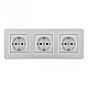 Розетка тройная (трехпостовая) с/з и шторками Arte Milano SET16-3-40-1x3 silver