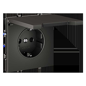 Розетка с защитными шторками и крышкой Voltum S70 VLS040306 (титан)