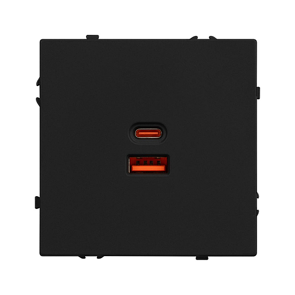 USB Розетка тип A+C софт-тач черный оникс Arlight SCT-MUAC-SFPL-FC-BK (65W, QC3) 054317(1)