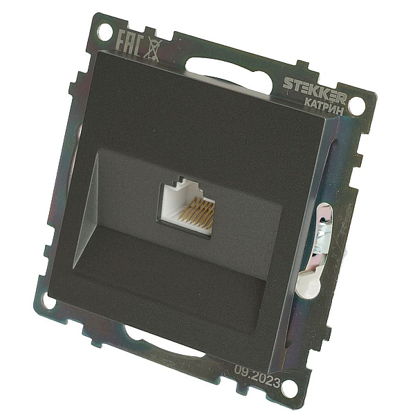 Розетка компьютерная RJ-45 Stekker Катрин графит GLS00-7107-06 49418