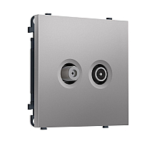 Комплект механизма розетки TV оконечной + SAT SIGMA Сталь матовый 5-862MHz 3.5dB/950-2150MHz 3.8dB QUANT PRO Ambrella Volt MS513310 (SP5133, PR217)