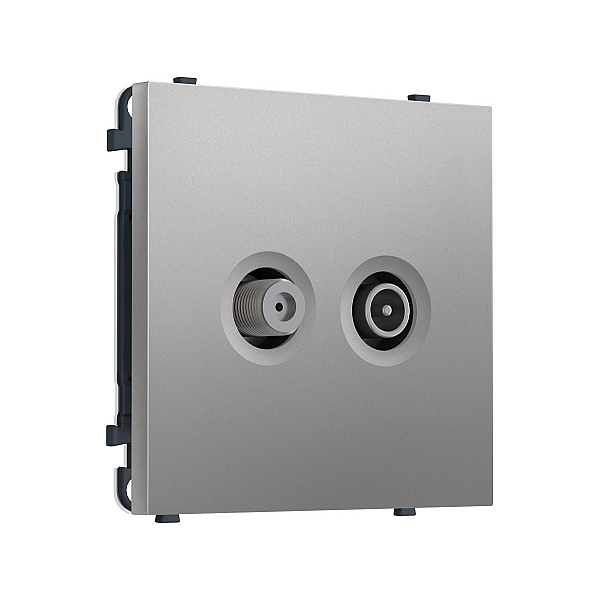 Комплект механизма розетки TV оконечной + SAT SIGMA Сталь матовый 5-862MHz 3.5dB/950-2150MHz 3.8dB QUANT PRO Ambrella Volt MS513310 (SP5133, PR217)