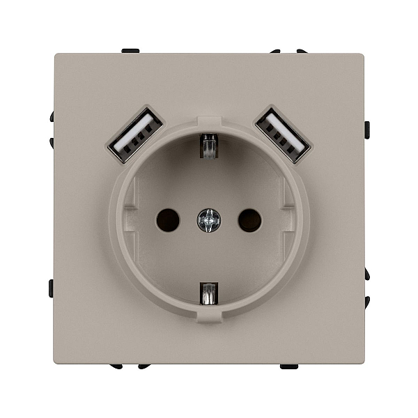 Розетка зк со шторками с USB тип А+А софт-тач кашемир Arlight SCT-MUAA-SFPL-CA (250V, 16A) 059442(1)