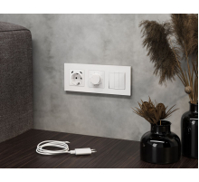 Комплект механизма электрической розетки 2USB С+C 20W с/з на винтовых зажимах 16A-250V Alfa Белый матовый Quant Ambrella Volt MA130510 (AP1305, VM165)