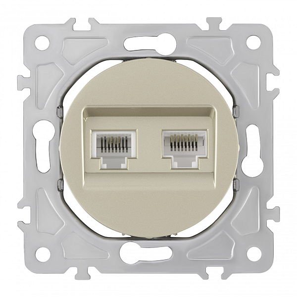 Розетка телефонная RJ11 + компьютерная RJ45 Arte Milano 202.44-1.shampan