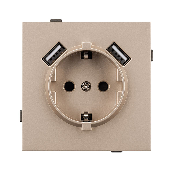 Механизм розетки с USB зарядкой Arlight SCT-TENDO-MUAA-PL-GD (230V, 16A) 054085