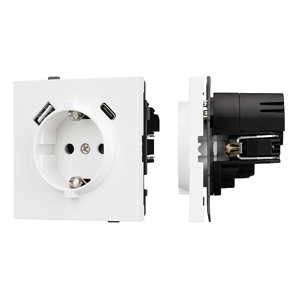 Механизм розетки с USB зарядкой Arlight SCT-TENDO-MUAC-PL-WH (230V, 16A) 054086