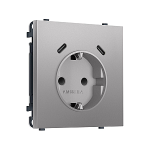 Комплект механизма электрической розетки SIGMA Сталь матовый 2USB С+C 20W Ambrella Volt MS510510 (SP5105, PR165)