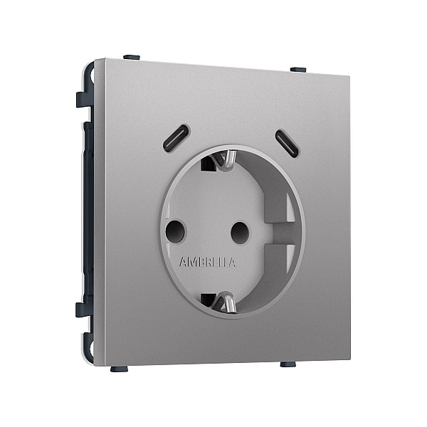 Комплект механизма электрической розетки SIGMA Сталь матовый 2USB С+C 20W Ambrella Volt MS510510 (SP5105, PR165)