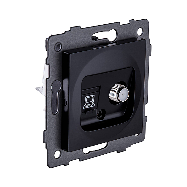 Розетка двойная спутниковая SAT + RJ45 Cat.6, черный Kollinger REA-022BK для Aspekt, Eleganz, Reflex