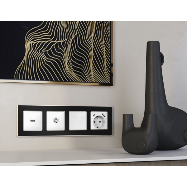 Комплект механизма TV розетки SAT 5-2400MHz 3.5dB Alfa Белый глянец Quant Ambrella Volt MA113050 (AP1130, VM215)