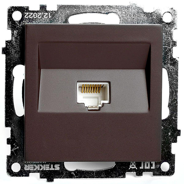 Розетка компьютерная RJ-45 Stekker Катрин шоколад GLS00-7107-04 49023