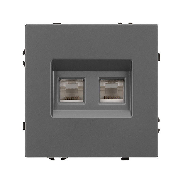 Розетка телефонная двойная софт-тач серый базальт Arlight SCT-MTL2-SFPL-GR (2хRJ-11, 4C) 054311(1)