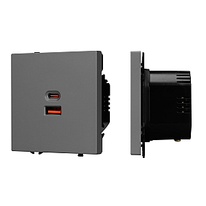 USB Розетка тип A+C софт-тач серый базальт Arlight SCT-MUAC-SFPL-FC-GR (65W, QC3) 054319(1)