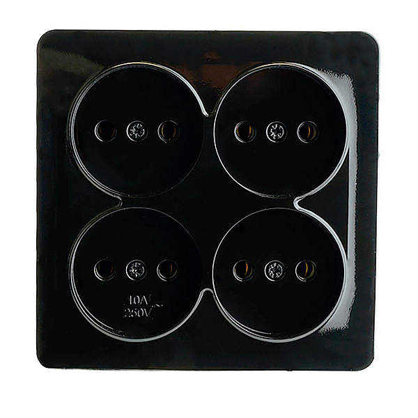 Розетка четырехместная 2P Stekker София черный MST10-14S-02 49321